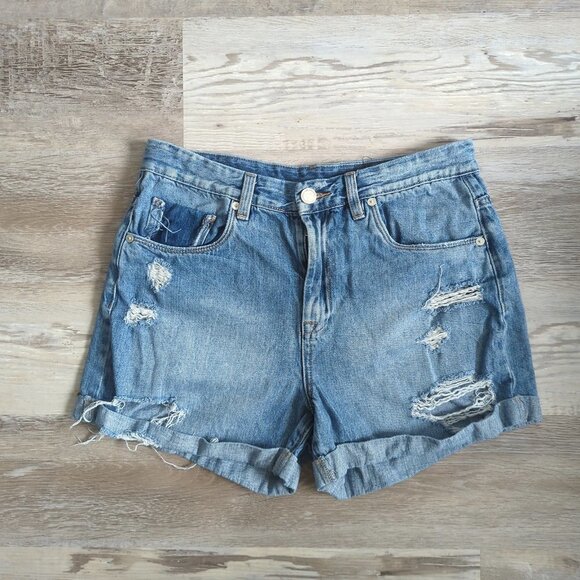 Blank NYC High-Rise Distressed Denim Shorts - Picture 2 of 5